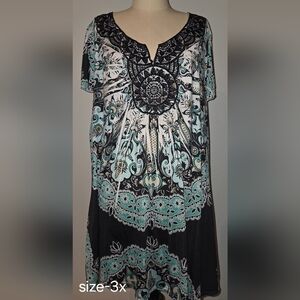 Apt. 9 Black and Teal Bohemian Blouse